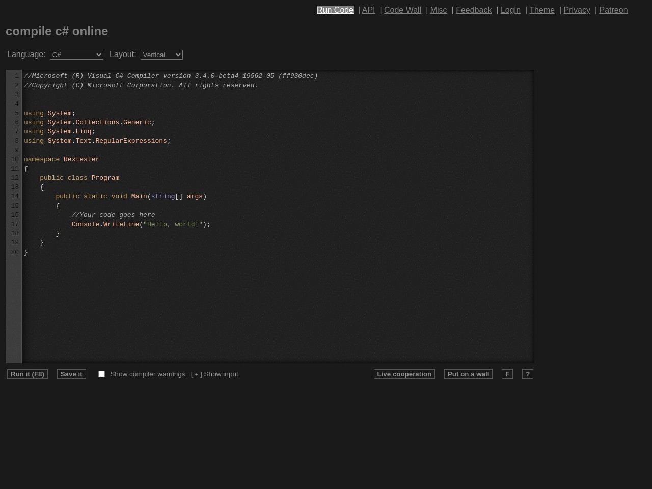 compile c# online